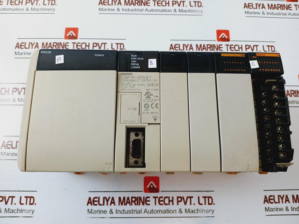 Omron Cqm1- Pd026,cqm1h-cpu51,cqm1-id212 Plc Module Rack
