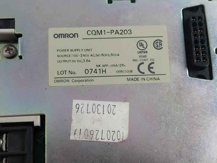 Omron Cqm1-pa203 Plc Power Supply Unit Cpu41-v1 Cqm1-oc221 100-240Vac 60Va 3.6A