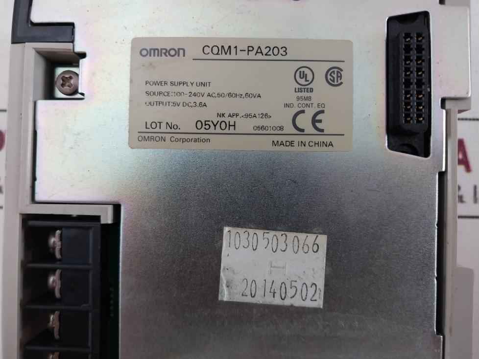 Omron Cqm1-pa203 Power Supply Unit 5V Dc 3.6A