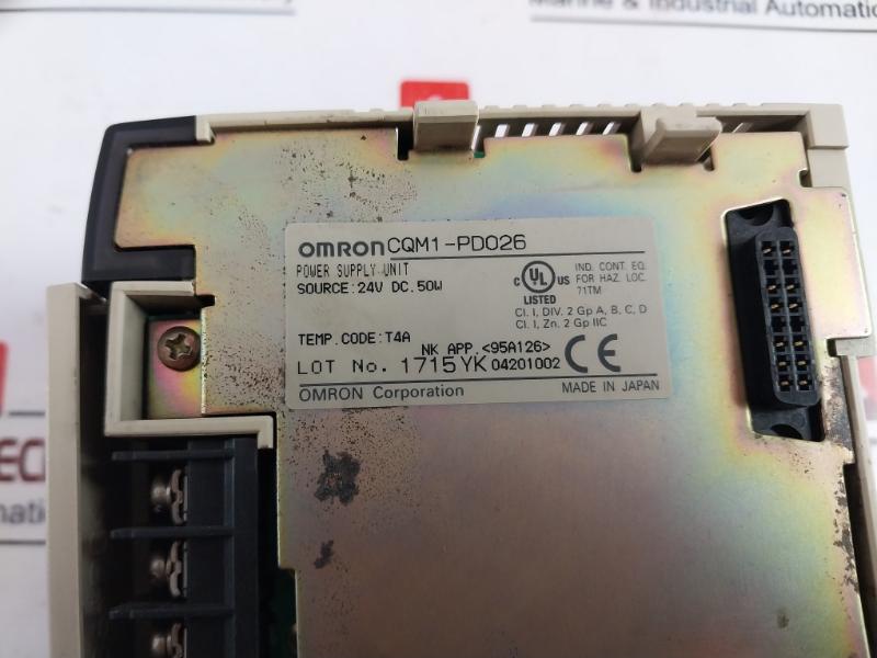 Omron Cqm1-pd026 Power Supply Unit 24v Dc 50w & Cqm1h-cpu51 Programmable Controller