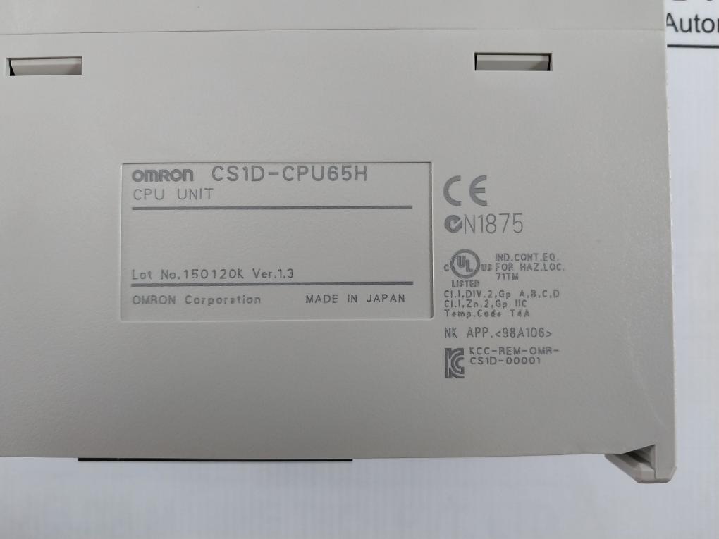Omron Cs1D-cpu65H Sysmac Programmable Controller Cpu Unit 2195264-2A Ver 1.3