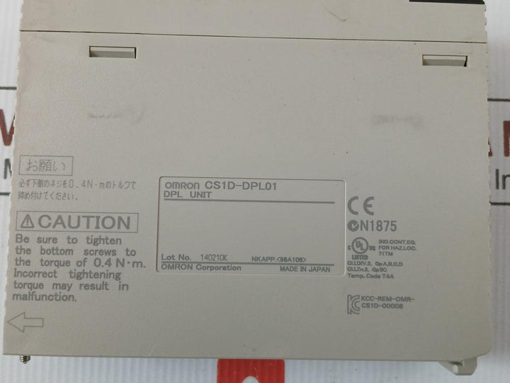 Omron Cs1W-clk23, Cs1D-cpu65H, Cs1D-dpl01, Cs1W-sp001 Plc Rack Module Cs1W-clk13