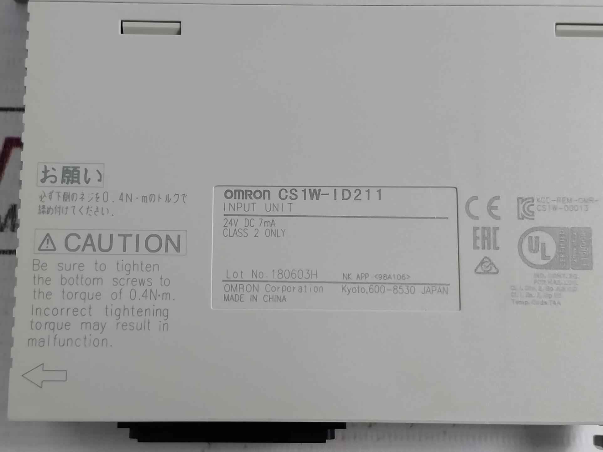 Omron Cs1W-id211 Plc I/O Module C200H-bc –V 250Vac 24Vdc 7Ma 50W 2A/P 8A/C 16A/U