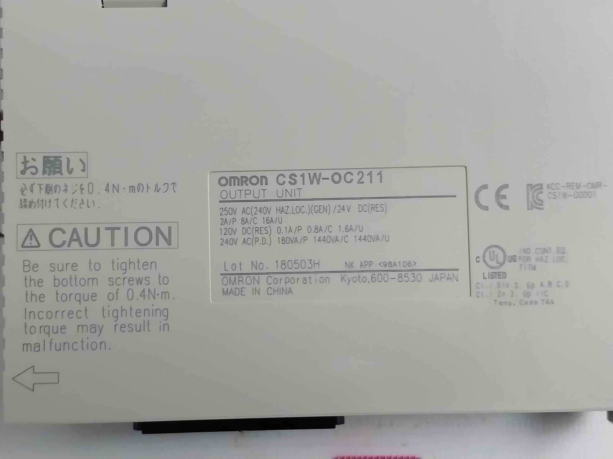 Omron Cs1W-oc211 Plc I/O Module C200H-bc -v 24Vdc 50W 250V Ac Id211 C200Hw-pd024