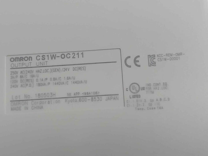 Omron Cs1W-oc211 Plc I/O Module C200H-bc -v 24Vdc 50W 250V Ac Id211 C200Hw-pd024