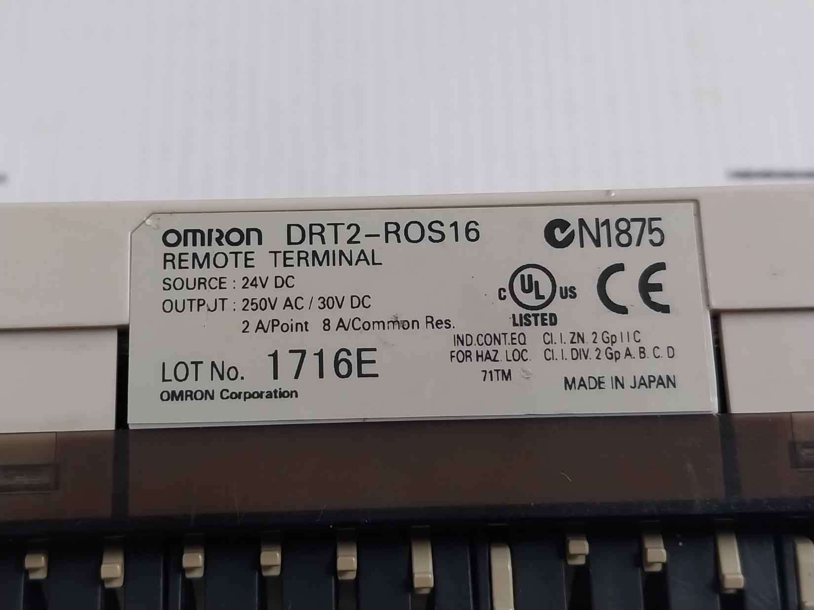 Omron Drt2-ros16 Remote I/o Terminal With Relay Output 250v Ac/ 30v Dc 2a