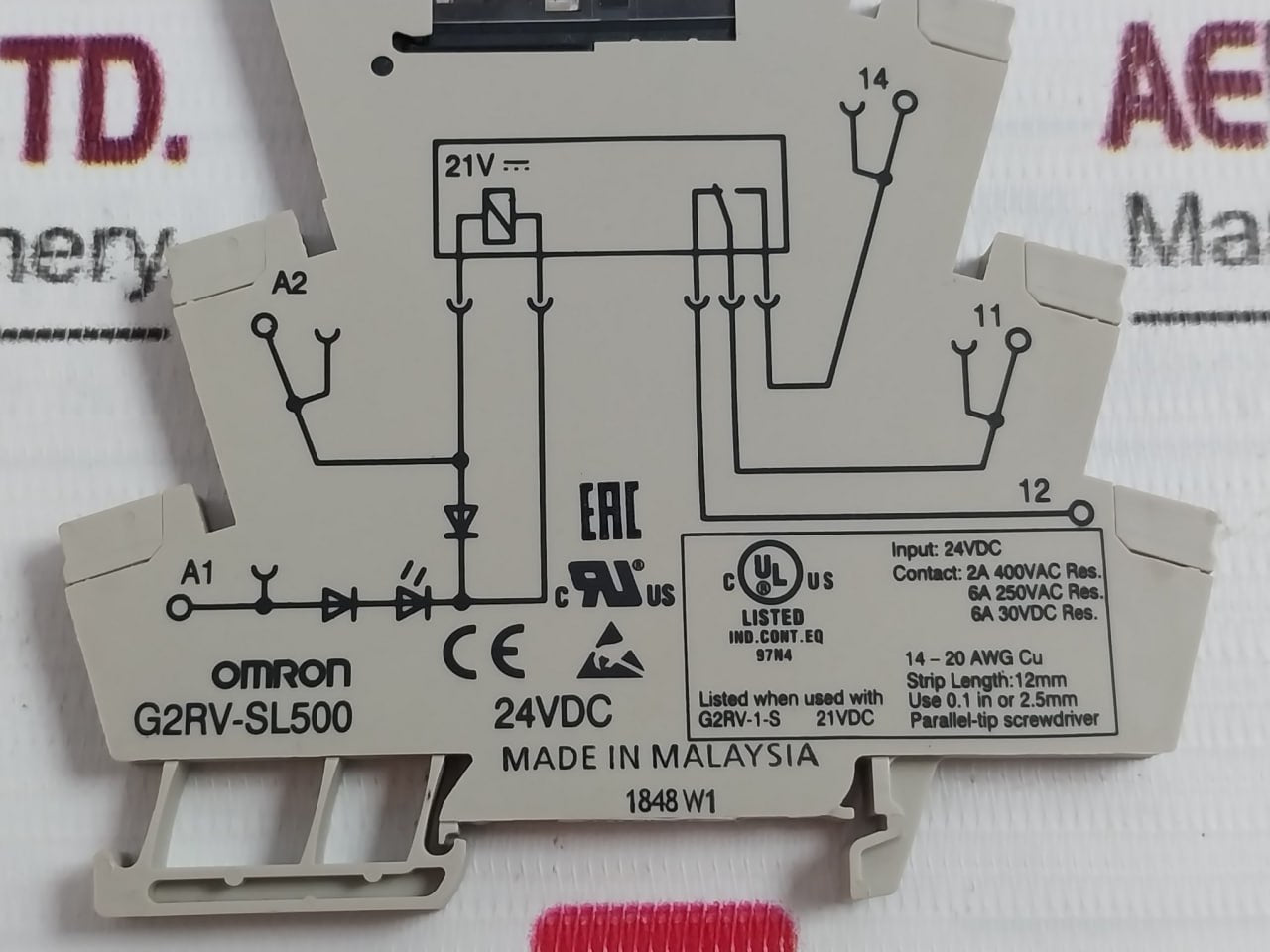 Omron G2Rv-sl500 Interface Relay Use 0.1 In Or 2.5Mm
