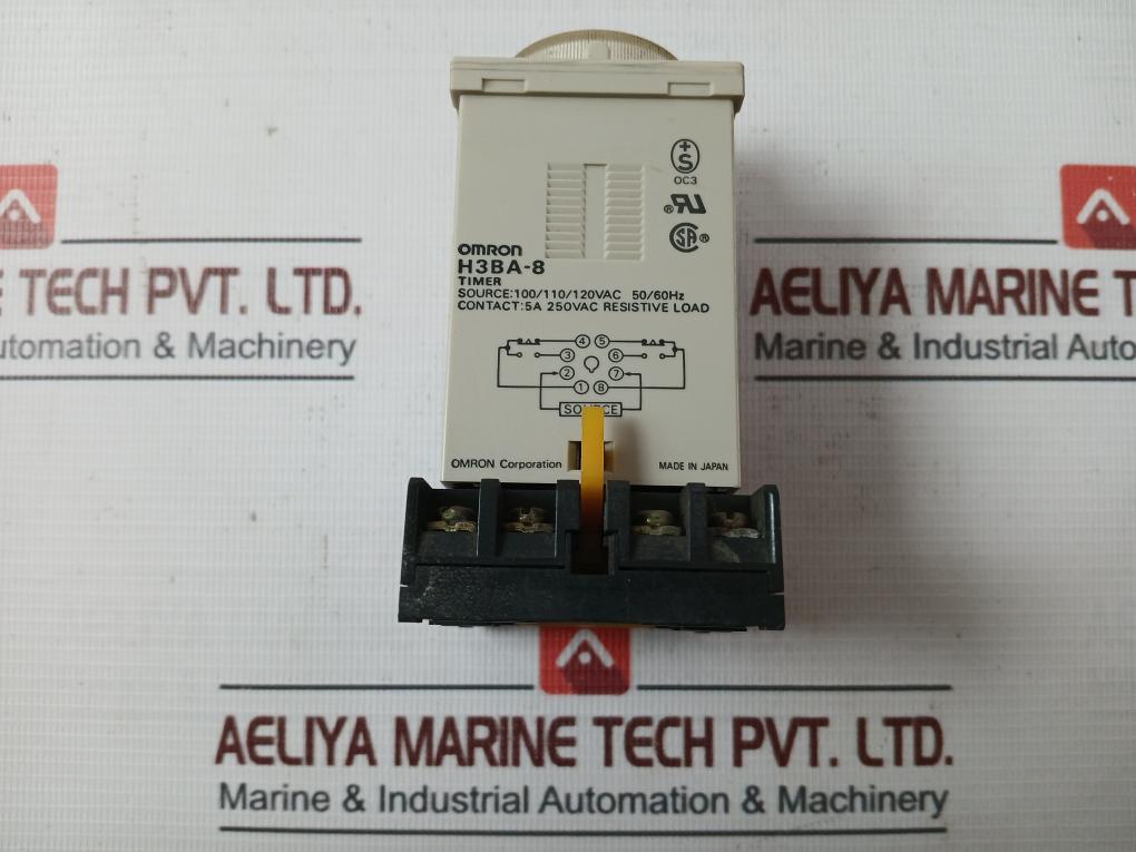 Omron H3Ba-8 Solid-state Timer Module With Base P2Cf-08 100/110/120Vac 50/60Hz