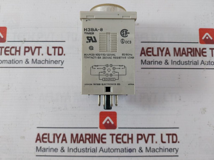 Omron H3Ba-8 Timer 0-10 Sec, 100/110/120Vac 50/60Hz 5A 250Vac
