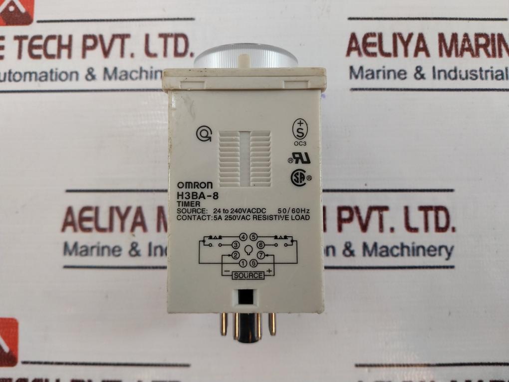Omron H3Ba-8 Timer Relay 24 To 240Vac Dc 50/60Hz 0-5 Sec