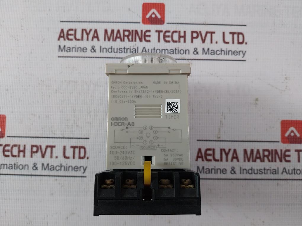 Omron H3Cr-a8 Solid-state Analog Timer W/ Base 5A 250Vac Dc-13 0.5A. 30V P2Cf-08