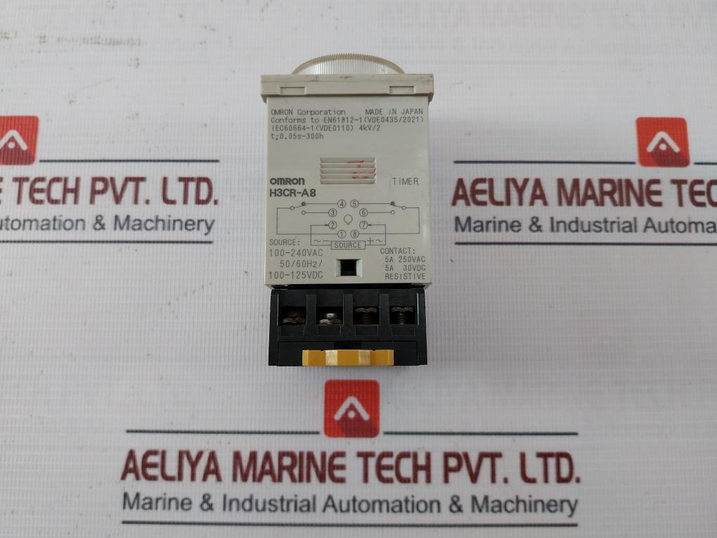 Omron H3Cr-a8 Solid State Timer Pf083A-e 0.05S-300H 100-240Vac 50/60Hz 5A 250Vac