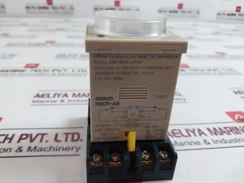 OMRON H3CR-A8 Timer Relay with Base 100-125vdc 50/60HZ