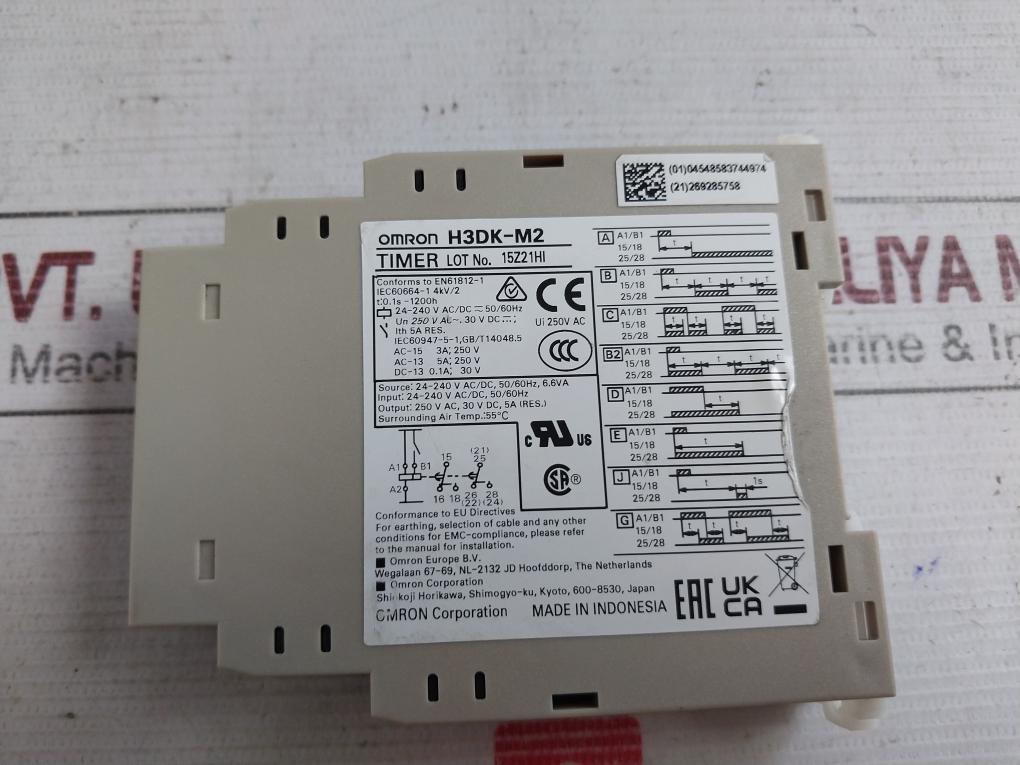 Omron H3Dk-m2 Multifunction Timer Relay 24-240V Ac/Dc 50/60Hz Iec60664-1 4Kv/2