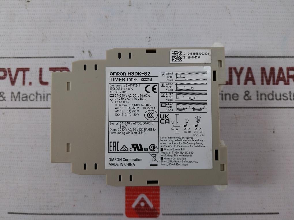 Omron H3Dk-s2 Solid-state Timer 250V Ac 30V Dc 5A 0.1S-1200H 50/60Hz 6.6Va