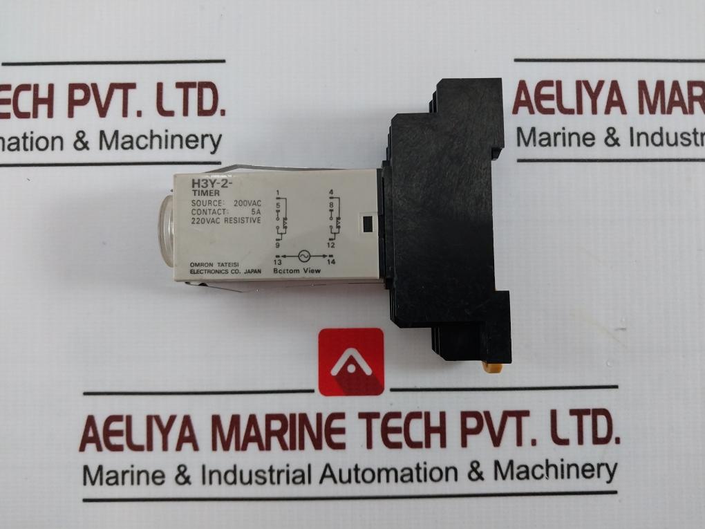 Omron H3Y-2 Timer Relay With Base 200Vac 5A 220Vac 0-5 Min 0754N 2084Y7