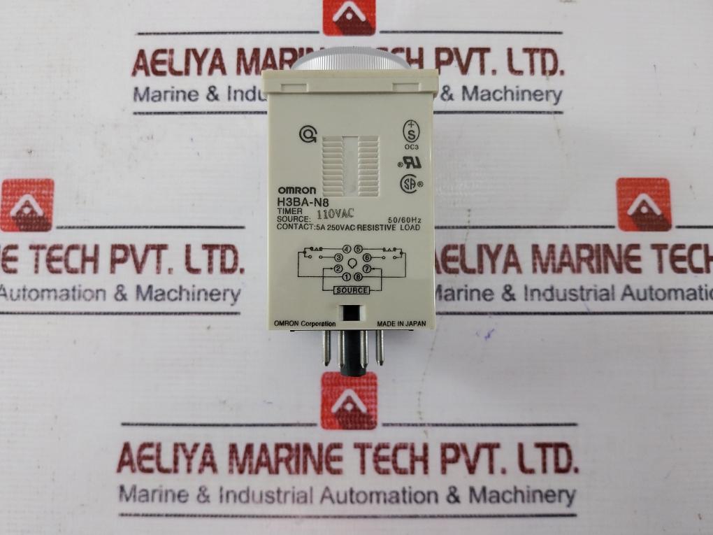 Omron H3Ba-n8 Solid State Timer Relay 110Vac 50/60Hz 0-30 Sec 5A 250Vac