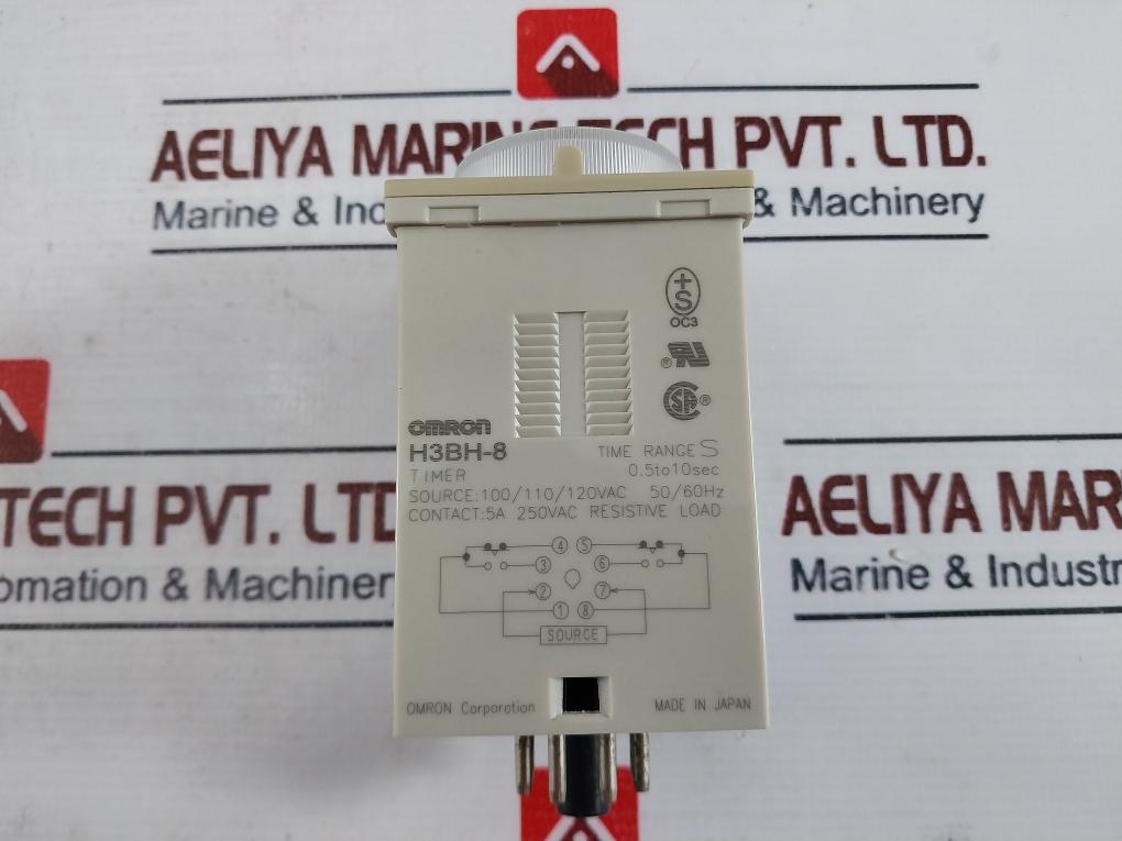 Omron H3Bh-8 Power Off Delay Timer 100/110/120Vac 50/60Hz 0.5 To 10Sec