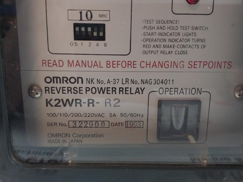 Omron 82 Kw Reverse Power Relay K2Wr-r-r2