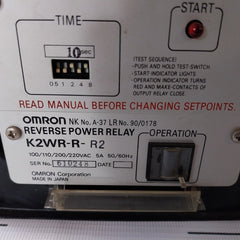 Omron K2Wr-r-r2 Reverse Power Relay 100/110/200/220Vac 5A 50/60Hz 10 Sec