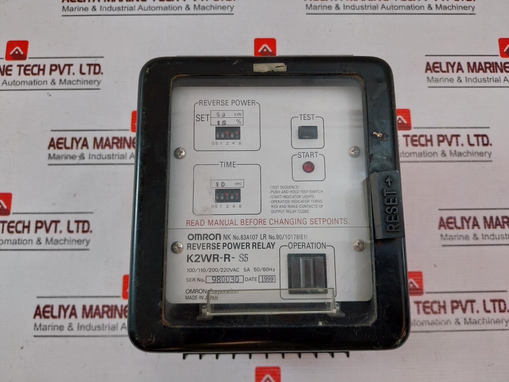 Omron K2Wr-r-s5 Reverse Power Relay 100/110/200/220Vac 5A 50/60Hz