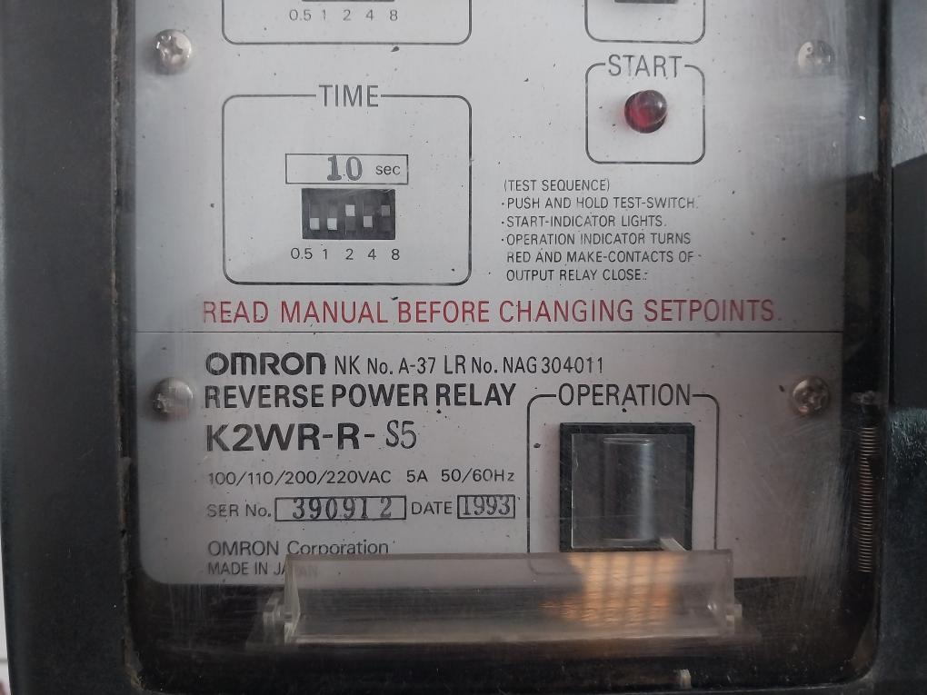 Omron K2Wr-r-s5 Reverses Power Relay 100/110/200/220 Vac