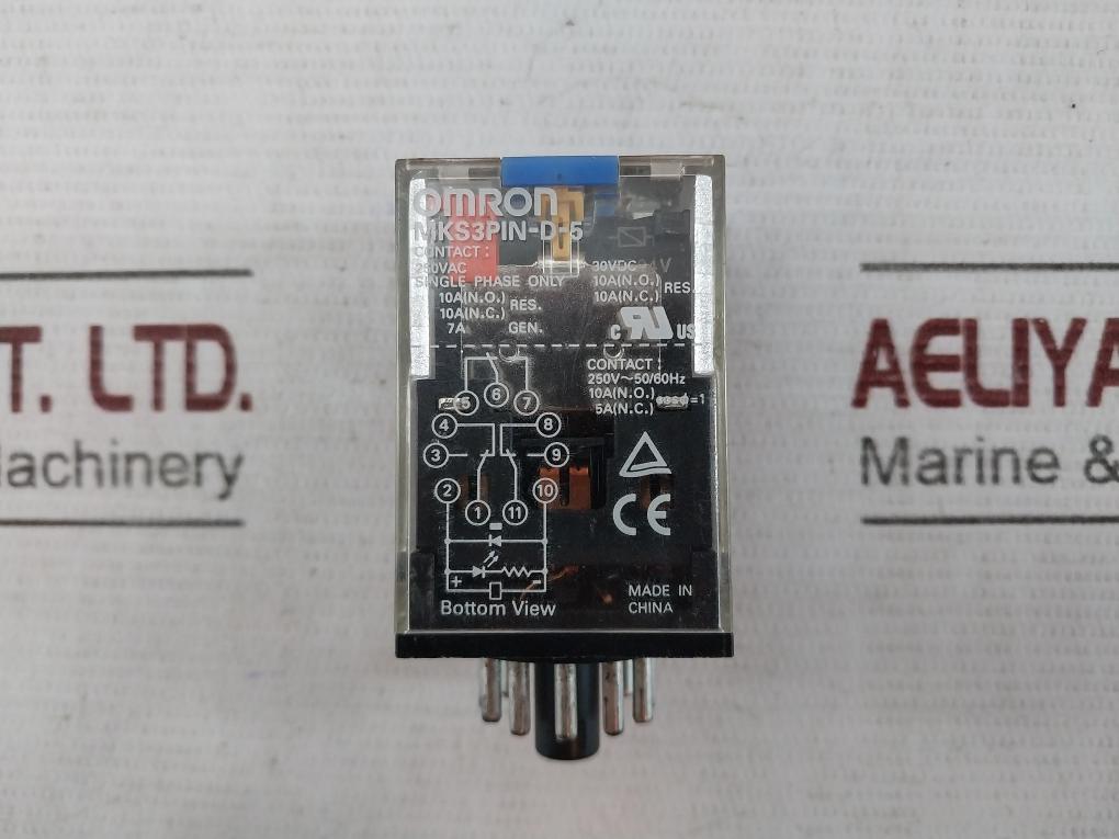 Omron Mks3Pin-d-5 Single Phase General Purpose Relay With Socket 10A 400Vac