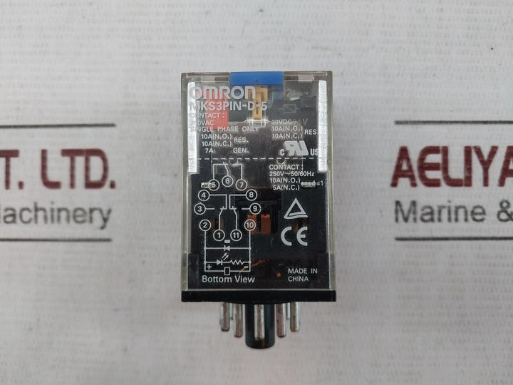 Omron Mks3Pin-d-5 Single Phase General Purpose Relay With Socket 10A 400Vac