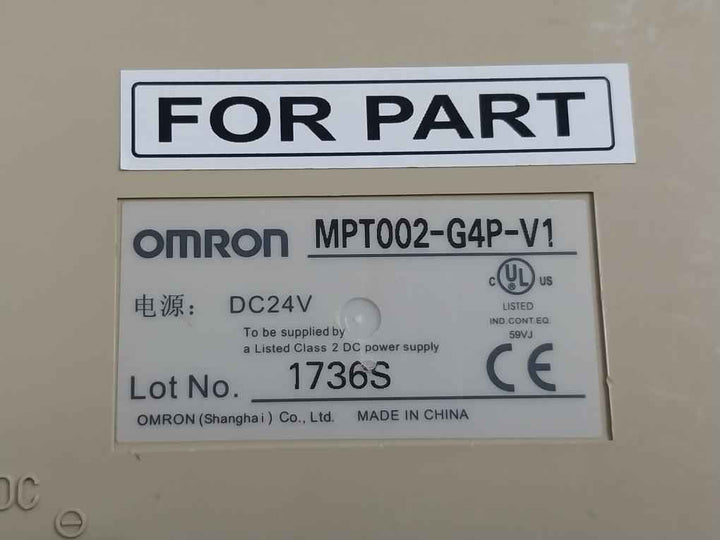 Omron Mpt002-g4P-v1 Operator Interface Hmi Panel Dc24V 94V-0 (Not Working)