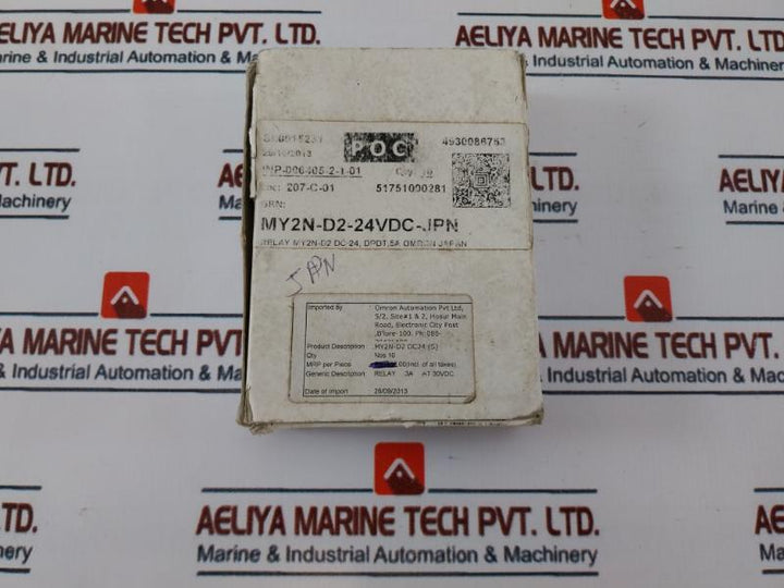 Omron My2N-d2 Relay 24Vdc, Dpdt 5A, 10A 250Vac/10A 30Vdc