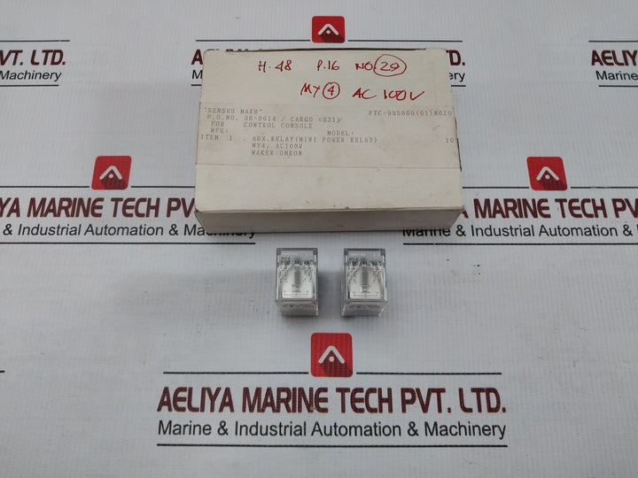 Lot Of 3X Miniature Power Relay My4 Omron 100/110Vac