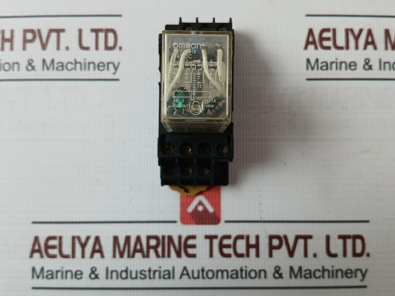 Omron My4I4N Power Relay W/ Socket Pyf14A-e 5A 240Vac 24V Dc