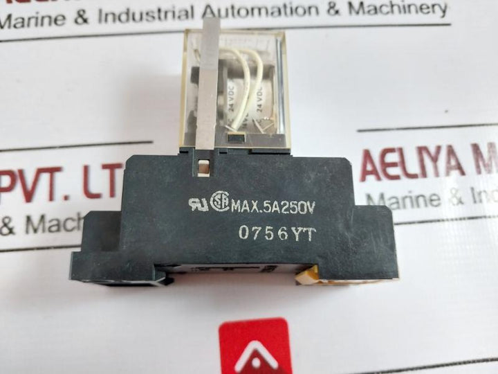 Omron My4 Miniature Power Relay With Socket 0756yt 24vdc