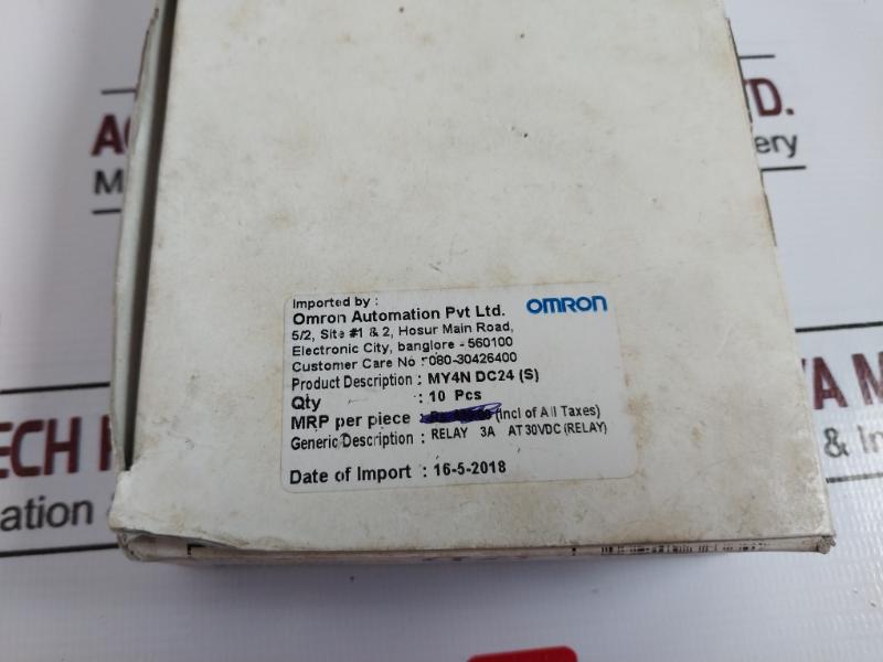 Omron My4n Dc24 Miniature Power Relay 24vdc 5a 250vac/5a 30vdc