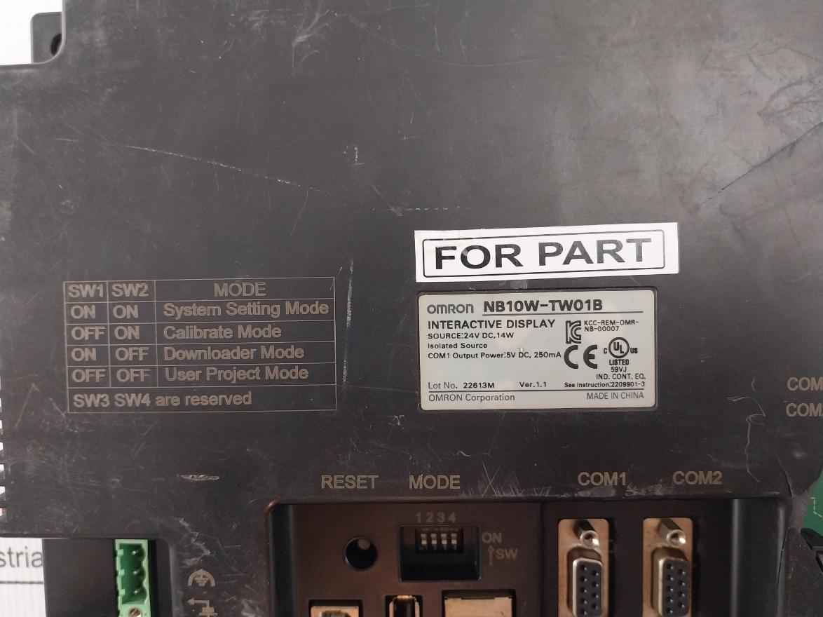 Omron Nb10W-tw01B Interactive Display Touch Panel 24V Dc 14W (Not Working)