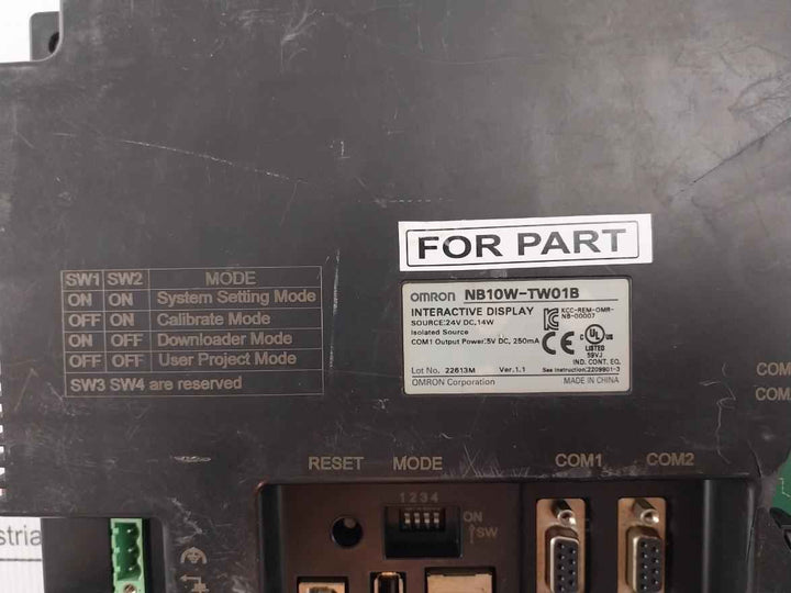 Omron Nb10W-tw01B Interactive Display Touch Panel 24V Dc 14W (Not Working)