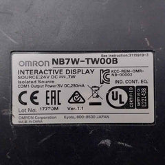 Omron Nb7w-tw00b Programmable Terminal Interactive Display Panel 5vdc 250ma