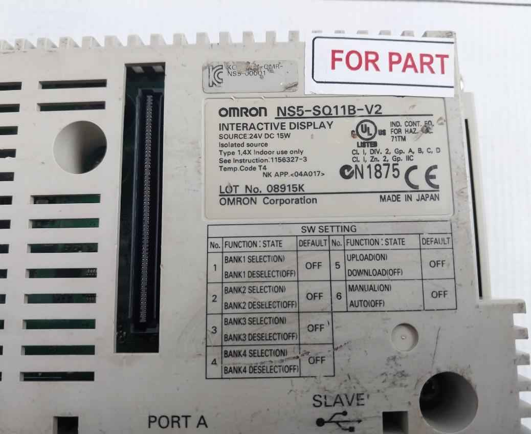 Omron Ns5-sq11B-v2 Interactive Display Hmi Panel 24V Dc (Not Working)