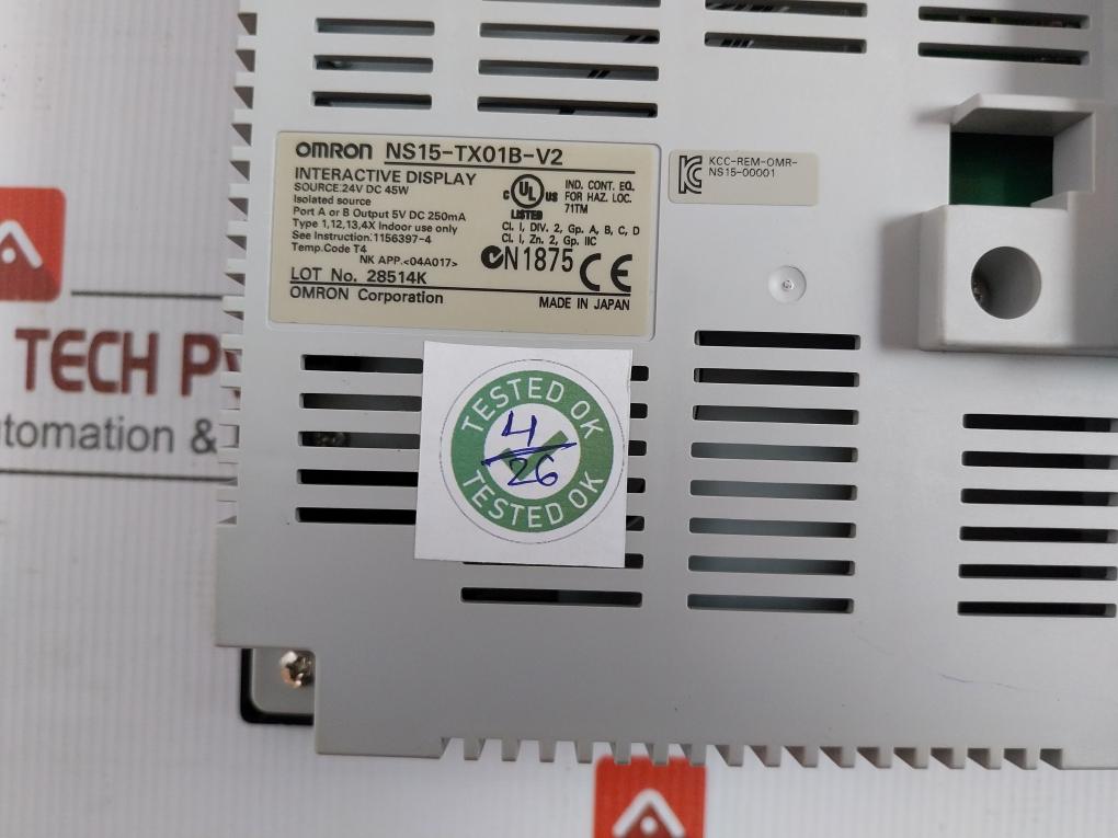 Omron Programmable Terminal Interactive Display 24Vdc 45W Ns15-tx01B-v2