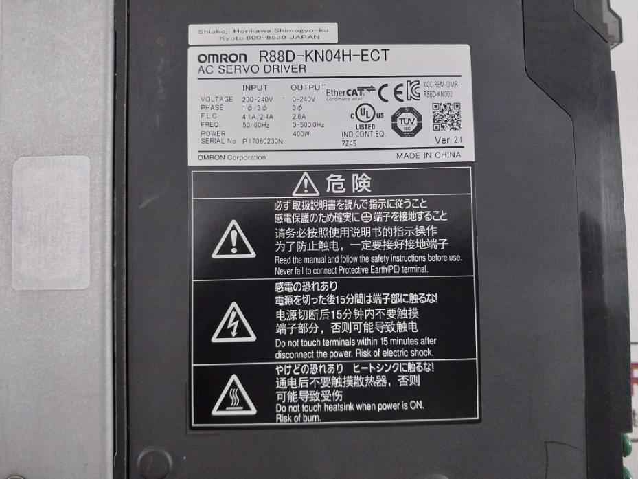 Omron R88D-kn04H-ect Ethercat Ac Servo Drive 200-240V 400W 2.1