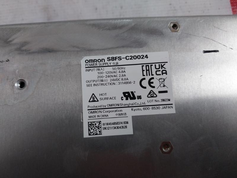 Omron S8Fs-c20024 Power Supply 100-120Vac 4.8A 24Vdc 8.8A 50/60Hz