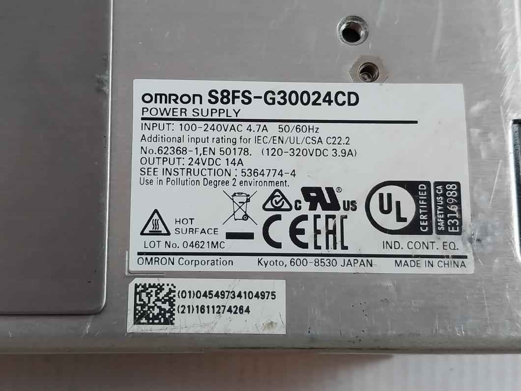 Omron S8Fs-g30024Cd Switch Mode Power Supply 100-240 Vac 4.7A 50/60Hz