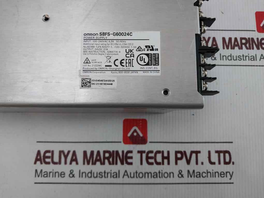 Omron S8Fs-g60024C Switch Mode Power Supply 100-240Vac 8.3A 50/60Hz