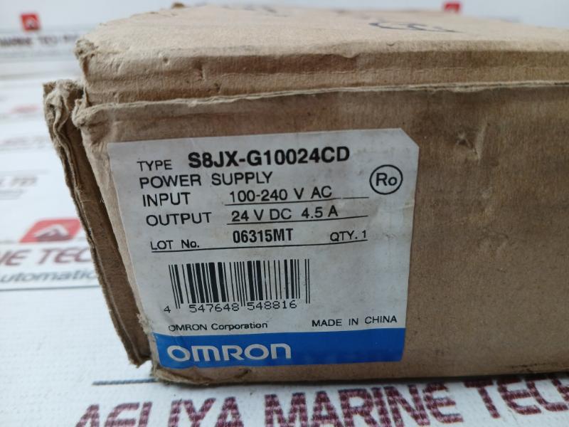 Omron S8Jx-g10024Cd Ac/Dc Din Rail Supply 24V 100W Ac100-240V Dc24V 4.5A