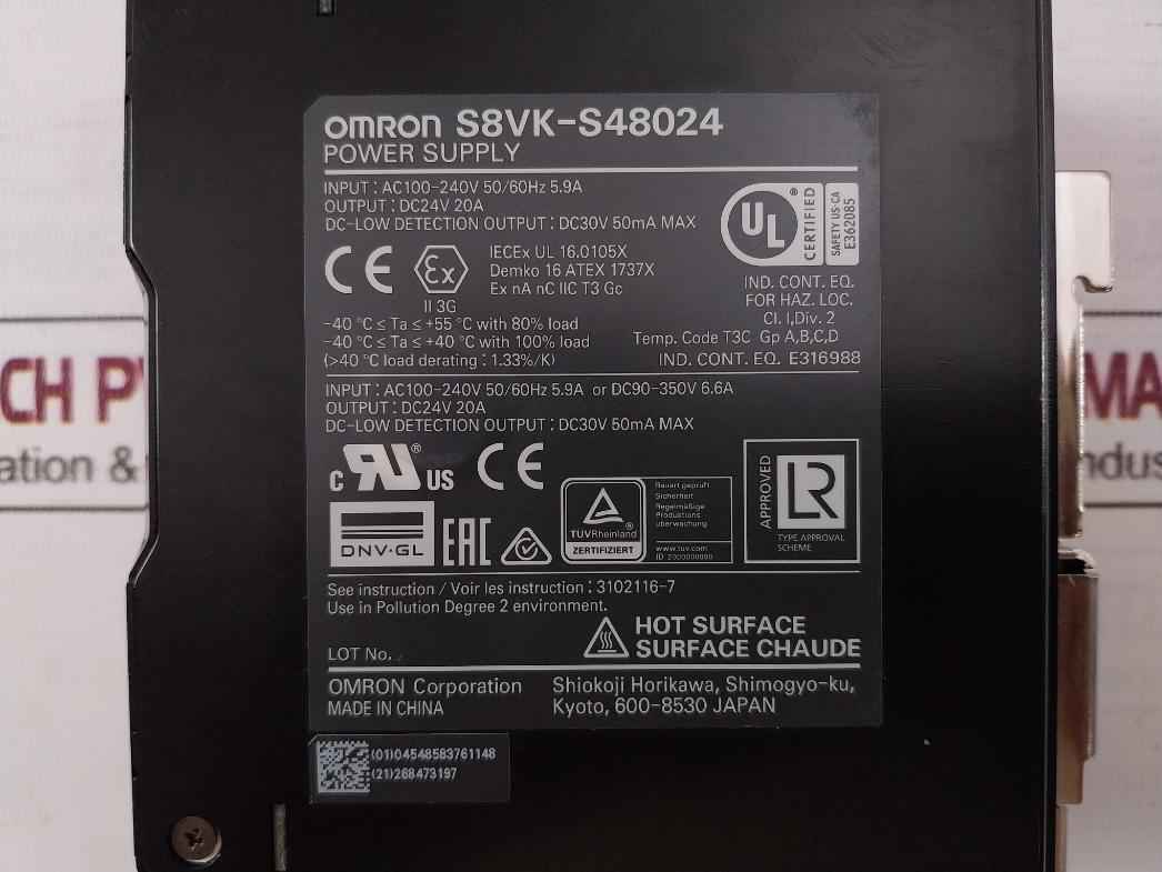 Omron S8Vk-s48024 Switching Mode Power Supply Ac100-240V 50/60Hz 5.9A