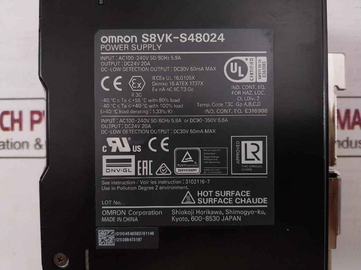 Omron S8Vk-s48024 Switching Mode Power Supply Ac100-240V 50/60Hz 5.9A