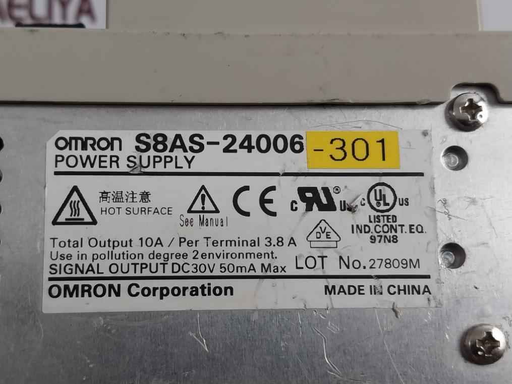 Omron S8as-24006 Power Supply Module Class 2 Ac 100-240v 50/60hz Dc 24v