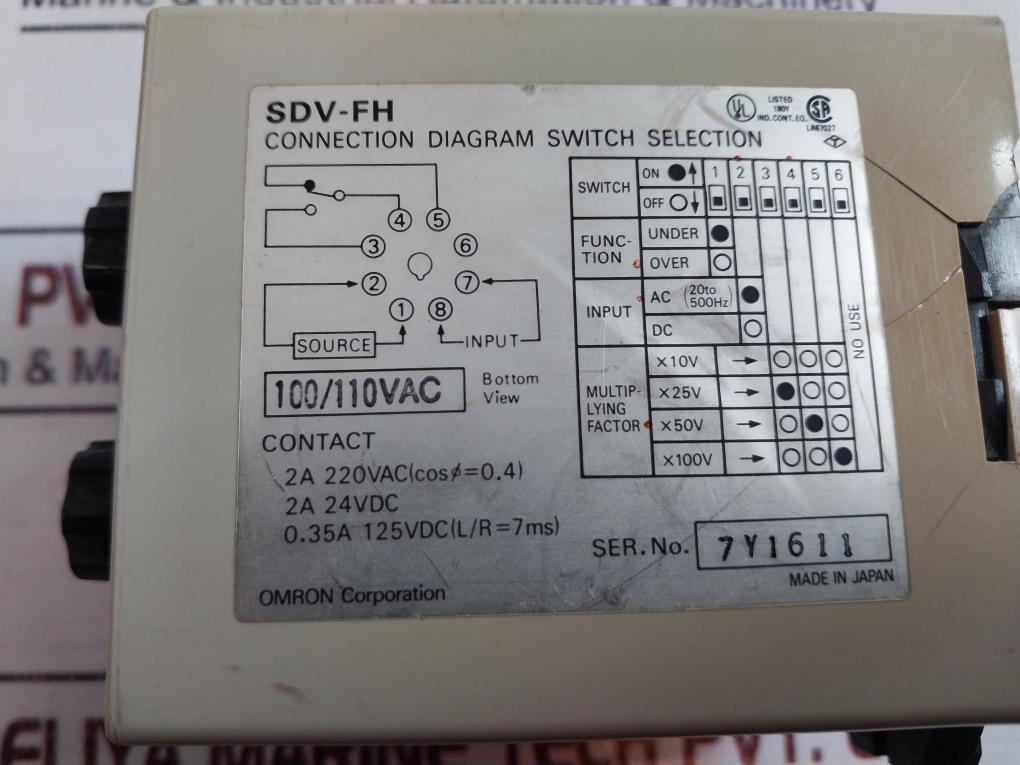 Omron Sdv-fh6 Voltage Sensor 2A 24Vdc 0.35A 125Vdc