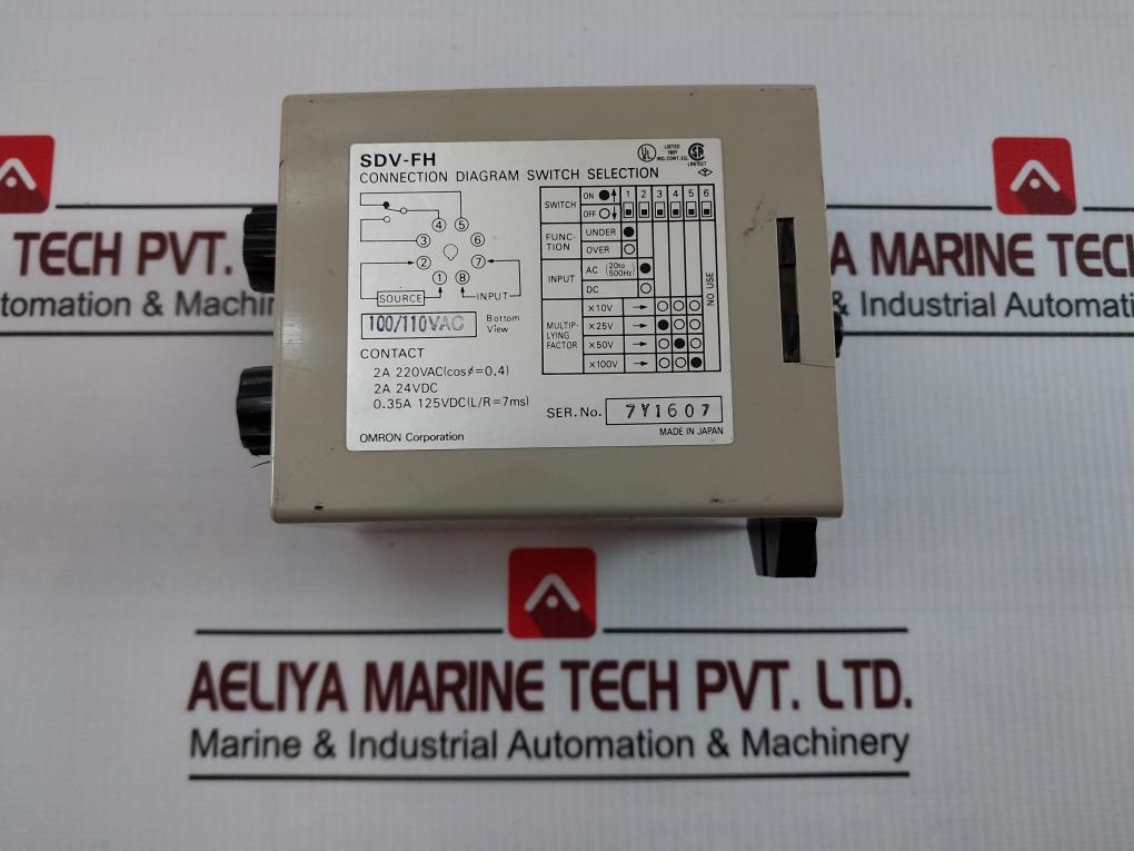 Omron Sdv-fh6 Voltage Sensor 100/110Vac 2A 220Vac 24Vdc 0.35A 125Vdc 1.0 To 3.0