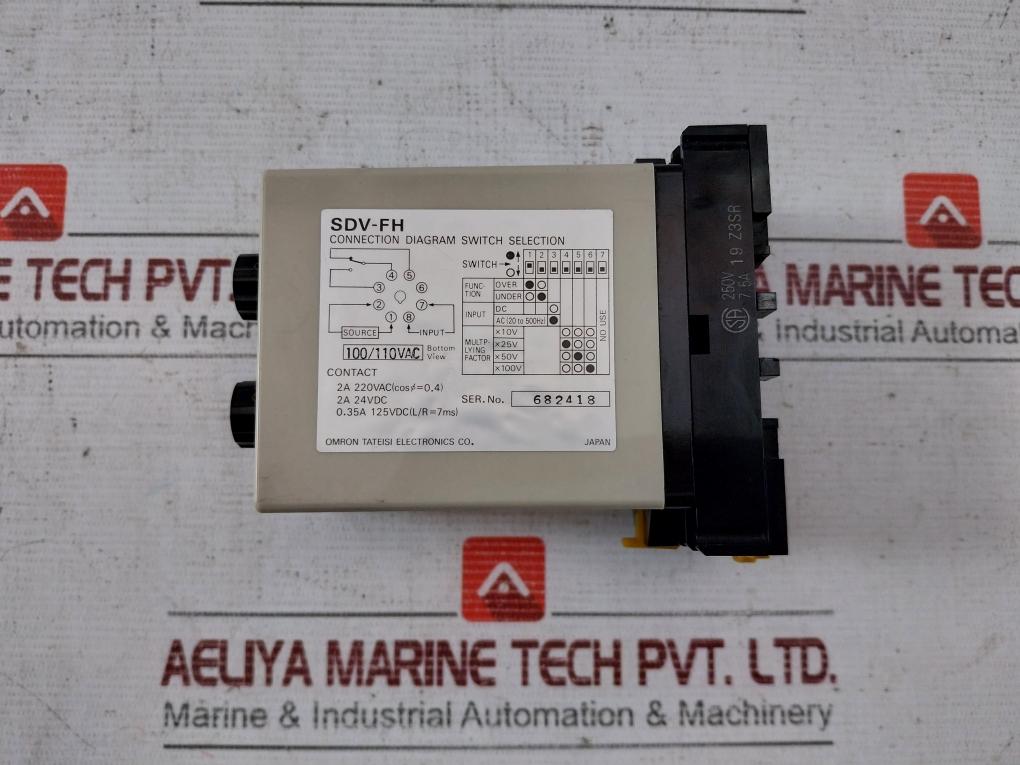 Omron Sdv-fh6 Voltage Sensor 100/110Vac 2A 220Vac 24Vdc 0.35A 125Vdc 250V 7.5A